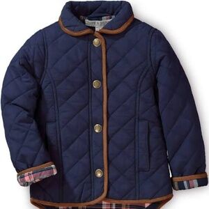Hope & Henry Girls Blue Quilted Riding Snap Button Coat Jacket Size 5